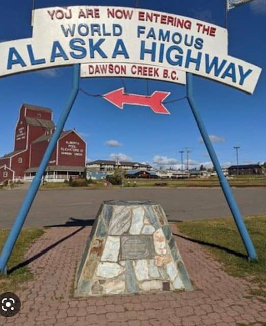 Dawson Creek entrance to the Alaska Highway in the Yukon Canada.