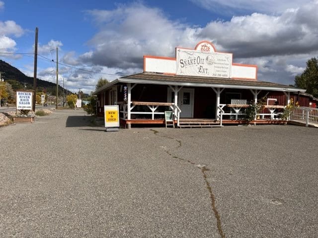 Snake Oil Building in Merritt BC is home to the Rockin River Hair Salon. Photo Credit: Janice Palm